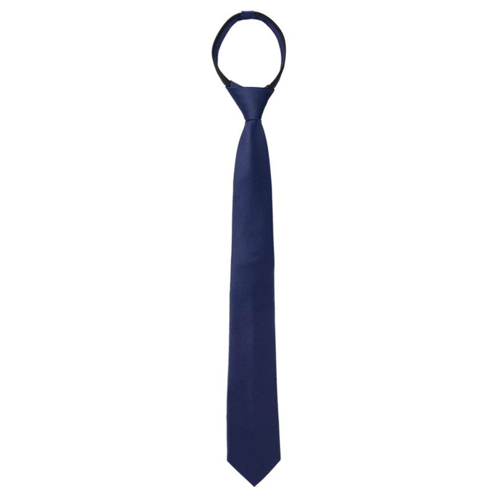Men's Skinny Pretied Zipper Ties Adjustable Wedding Groom Tie Navy Blue